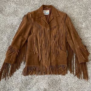 Vintage Pioneer Wear Leather Fringe Jacket